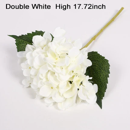 double white Xuanxiaotong 1 шт. искусственный цветок гортензии шелковые ветви с зелеными листьями для осени Свадебные вечерние украшения для дома высокое качество - Цвет: double white