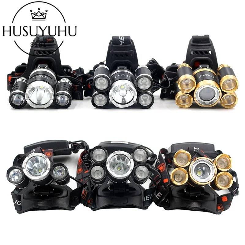 

HUSUYUHU SISI 12000 Lumen Cree Xml T6 Hight Power Light 5 Led Headlamp18650 Led Head Lamp Rechargeable Flashlight Torch Lantern