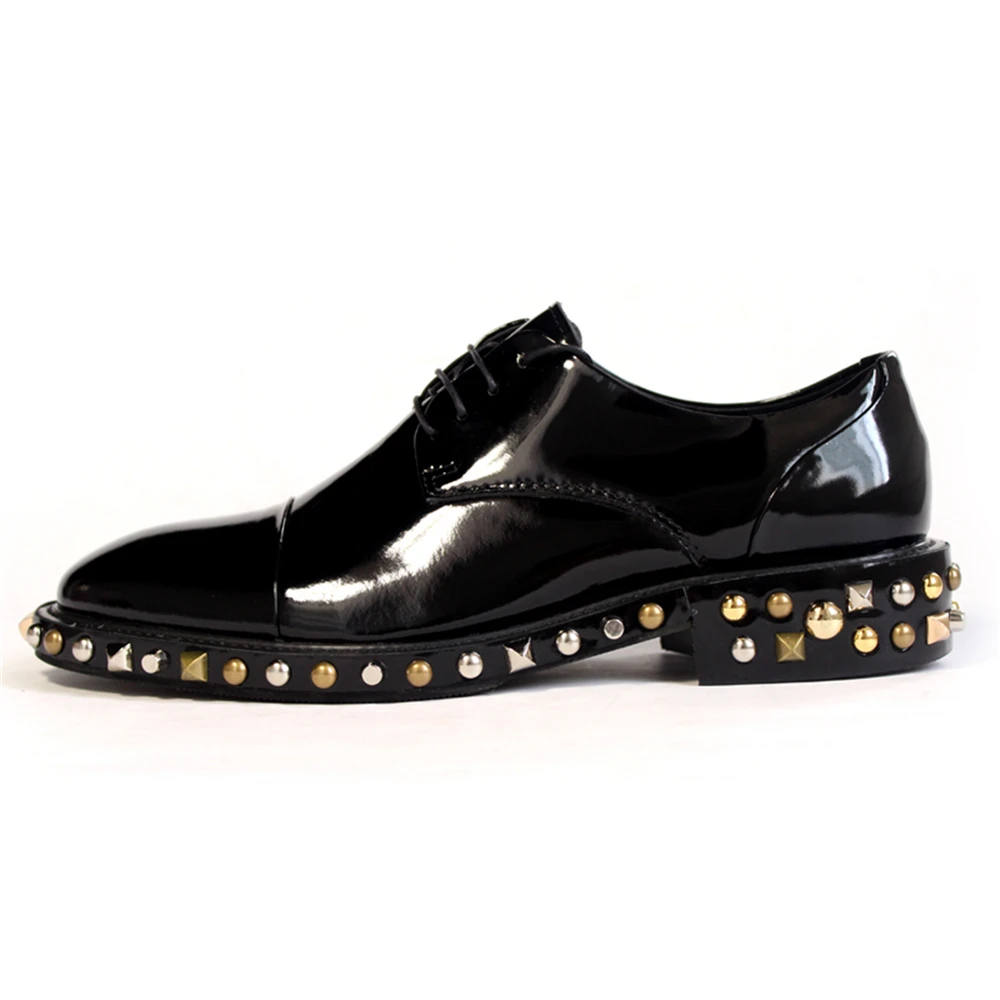 Туфли-оксфорды мужские кожаные простые классические с кольцами и заклепками
