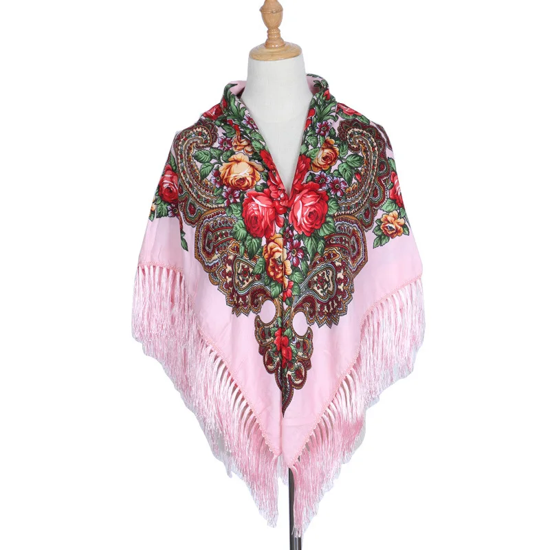 135CM Pink Горячая Распродажа, российский квадратный шарф большого размера, хлопковый длинный шарф с кисточками, брендовая весенне-зимняя шаль для женщин, женская накидка из пашмины, снуд - Цвет: 135CM Pink