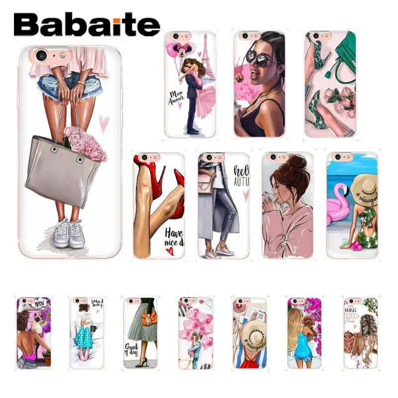 Babaite Модный мягкий чехол для телефона для девочек, для отдыха, шоппинга, для iPhone X, XS, MAX, 6, 6 S, 7, 7 plus, 8, 8 Plus, 5, 5S, XR, 10, 11, 11pro, 11promax
