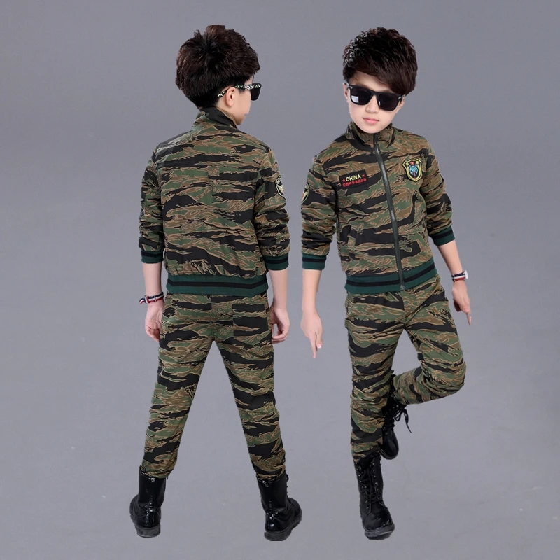 Children's Camouflage Clothing Set Fall Boys Military Uniform Kids Handsome Sport Suit Clothes Girls Jacket + Pants 2 Pcs X159 | Детская