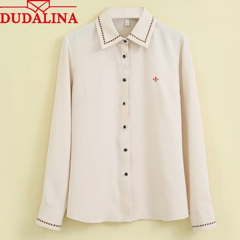 Dudalina Camisa Femenina, женские блузки,, одноцветные, на пуговицах, Женские топы и блузки, повседневные, с длинным рукавом, блузка для офиса, женская рубашка