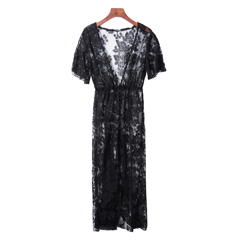 CALOFE Сексуальная черная белая кружевная Туника женское платье эластичный пояс