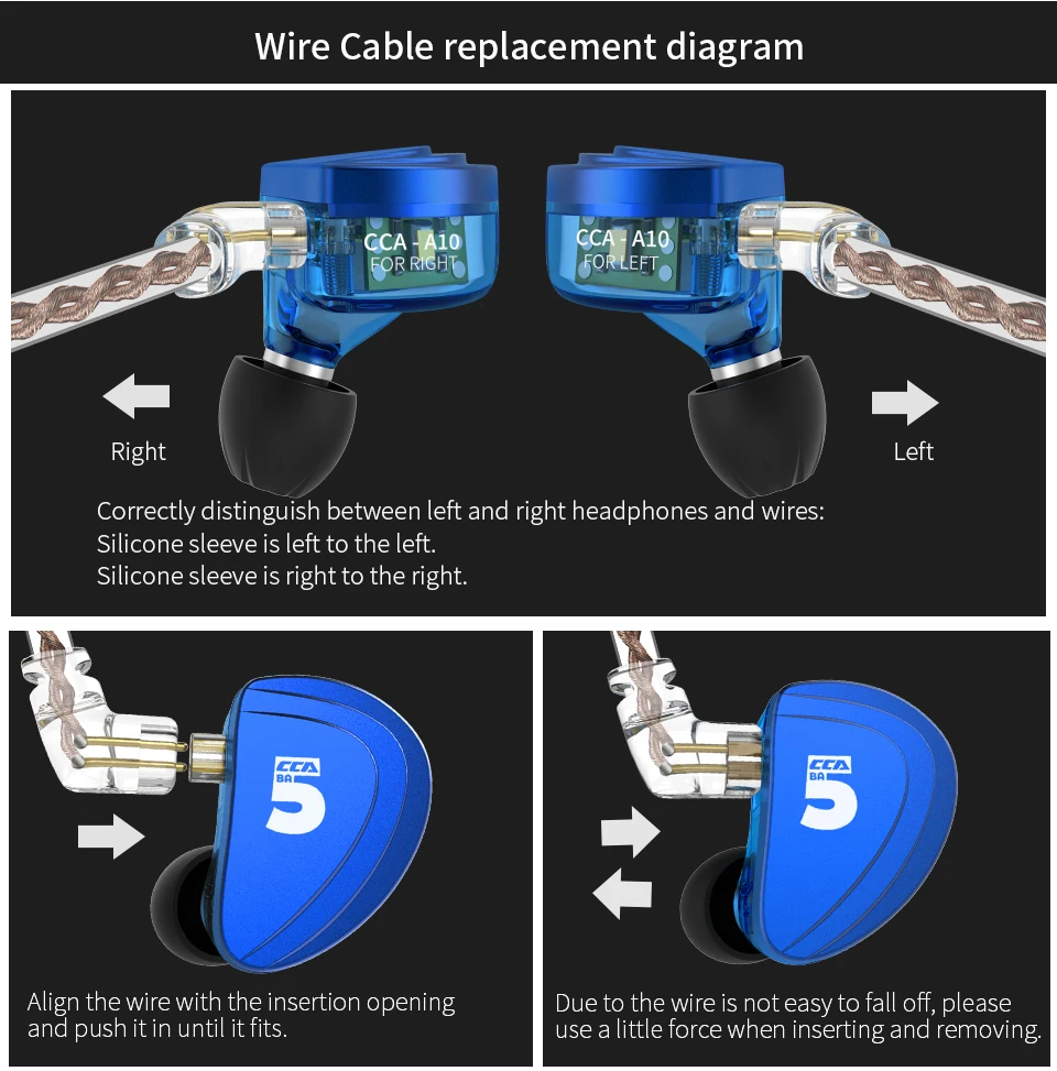 CCA A10 5BA вкладыши Наушники Hi-Fi гарнитура 5 уравновешенного якоря со съемной 2PIN кабель CCA C16 C10 V30 V80 S2 № 3 T2 6BA 12BA