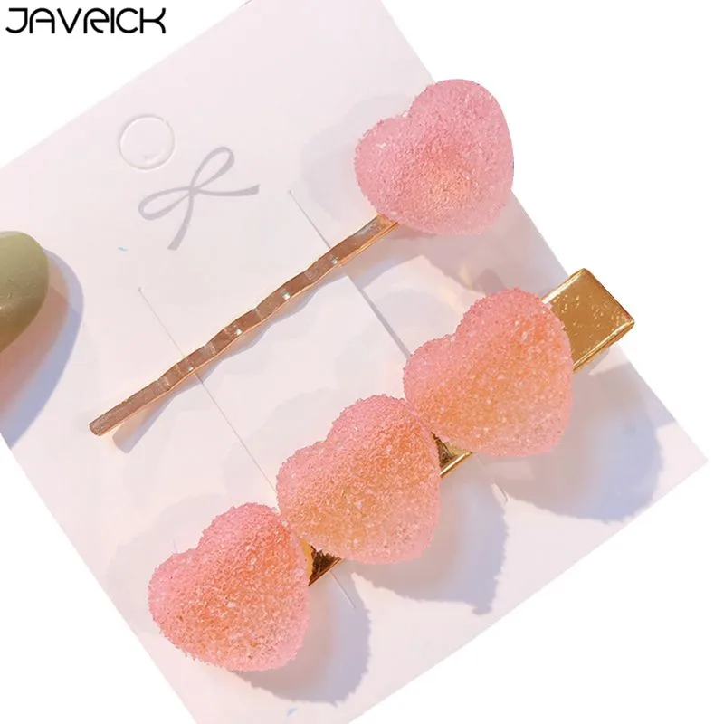 

Summer Fresh Style Women Girls Hair Clip Acrylic Heart Soft Sweets Gradient Colored Hairpins Side Bangs Styling Hair Accessories