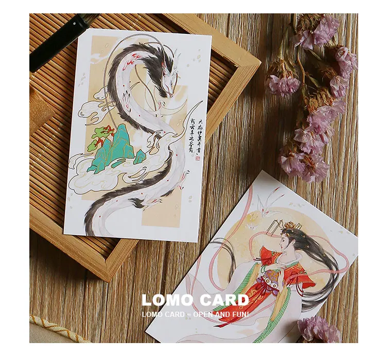 28 Sheets/Set Ancient Mythology Luo Shen Fu Lomo Card Cartoon Mini Postcard Message Card Christmas Gifts