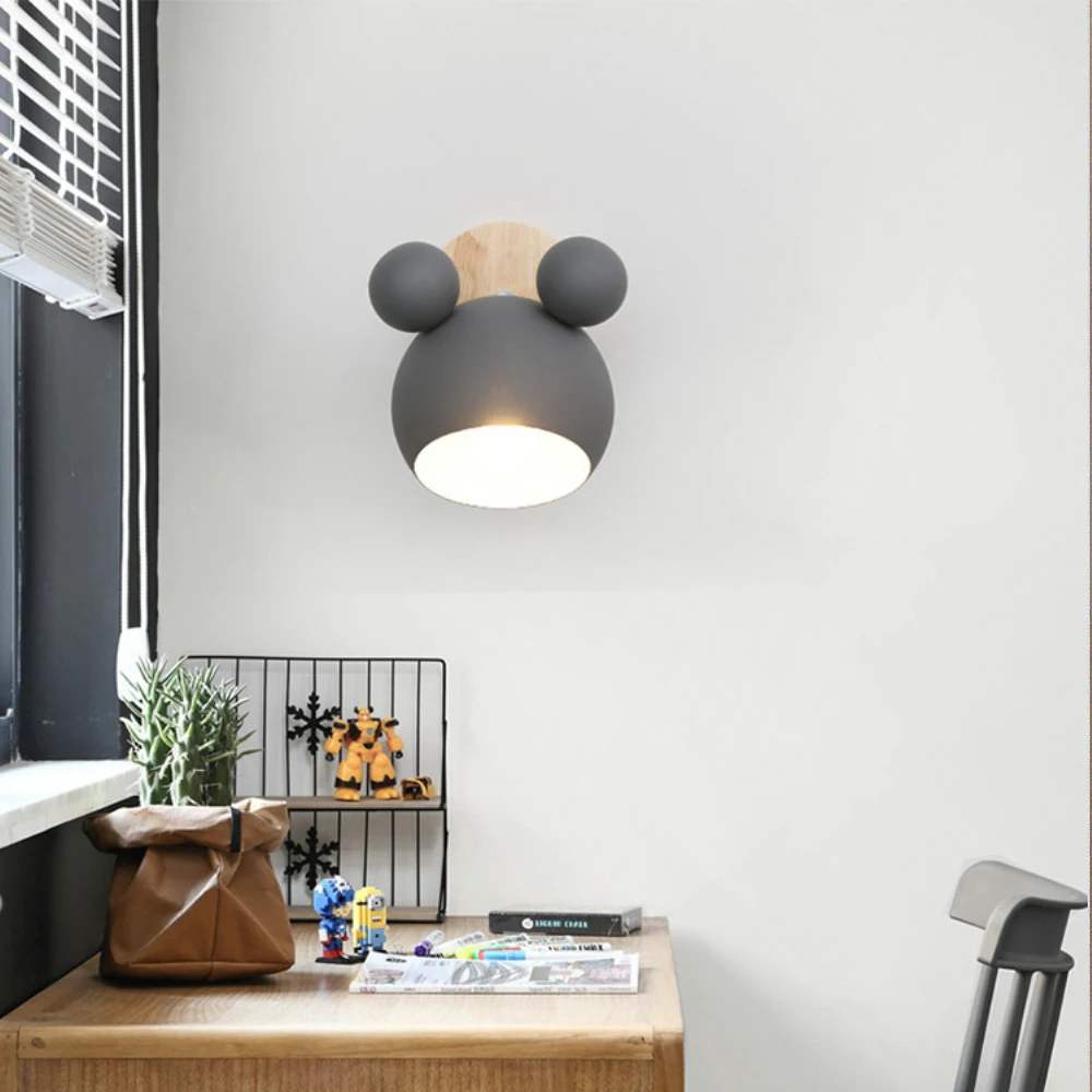 Nordic Wooden Wall Lamps Cute Cartoon Styling Coloful Sconces Kitchen Restaurant Macaroon Decorative Bedside Lamp E27 | Освещение
