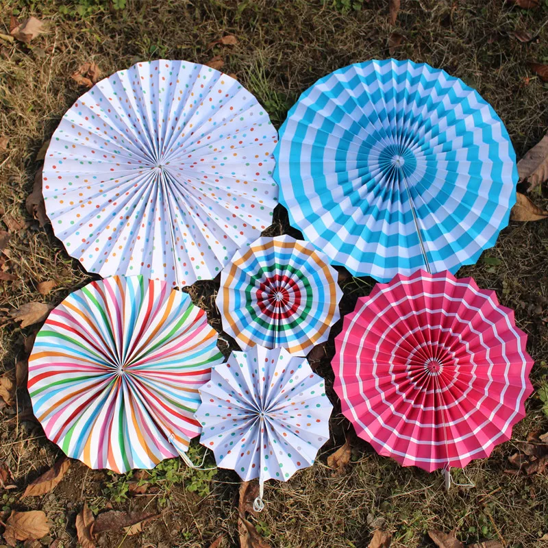 6 шт./компл. красочные бумажные вентиляторы круглые колеса день рождения
