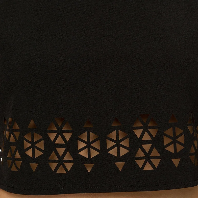 Новая мода Растениеводство Топ Для женщин Летний стиль 2017 г. элегантный черный