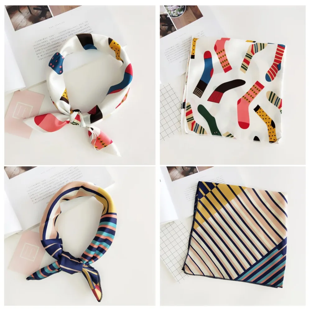 Женский квадратный шарф Шелковый атласный весна осень для шеи шифоновый хиджаб