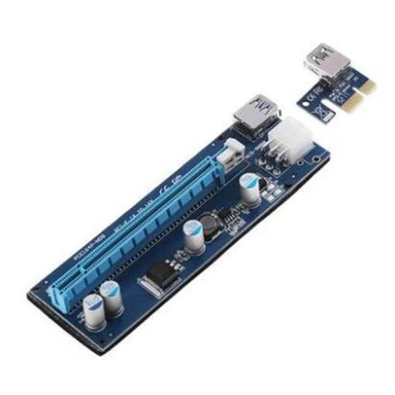 Pico PSU VER006 PCI-E Riser Card PCIE 1X 16X Удлинительный адаптер 60 см USB 3 0 кабель SATA 4Pin Molex Power для