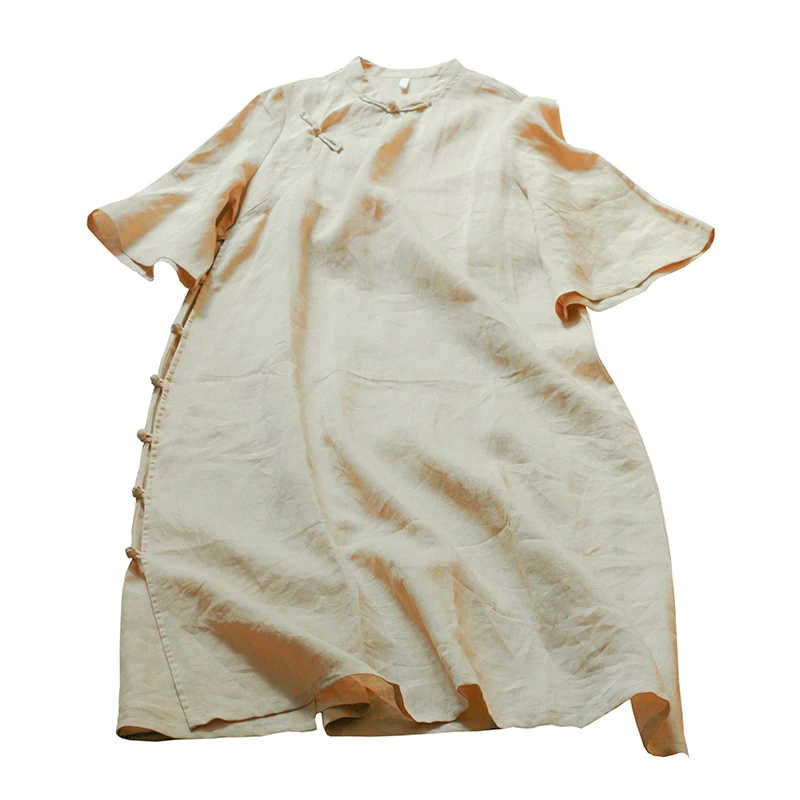 Платье-Чонсам с рукавом три четверти на кнопках в китайском стиле