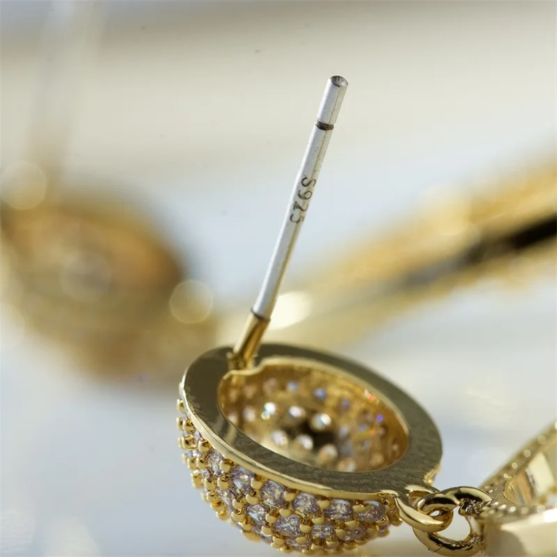 Серьги-подвески медные разноцветные женские серьги с фианитом класса ААА