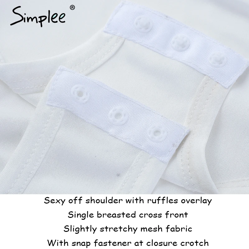 Simplee сексуальный с открытыми плечами Наложение кружева боди Женщины Бохо белый