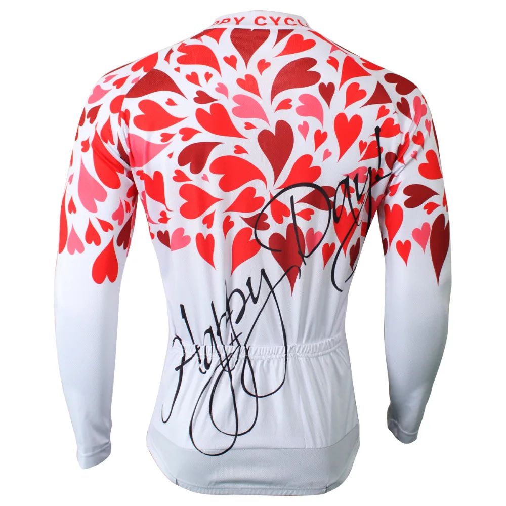Мужская велосипедная рубашка с длинным рукавом и лепестками сердец Happy Day белая