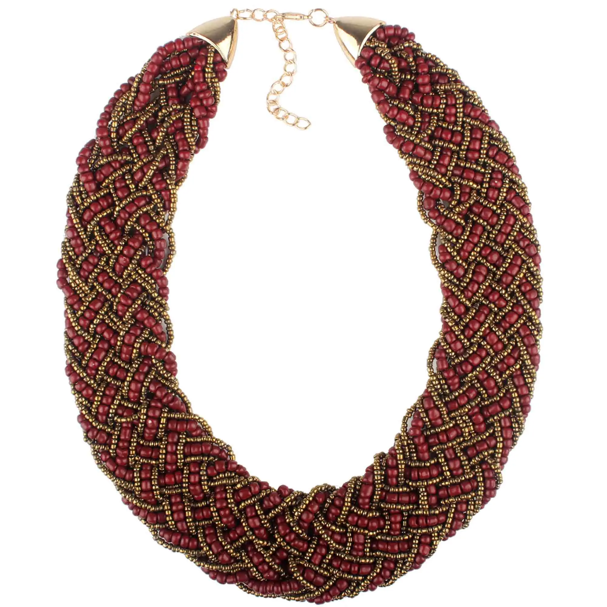 Burgundy Claire jin Короткое женское колье ручной работы, тканые маленькие бусы, богемное ожерелье, модное винтажное ювелирное изделие, этнические ожерелья - Окраска металла: Burgundy