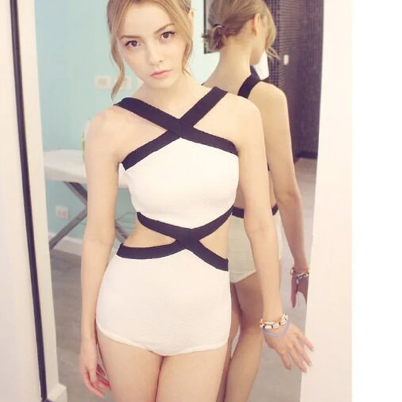 2017 сексуальный цельный купальник с высокой горловиной женская летняя пляжная