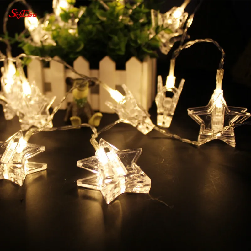 1 5/3/6 м светодиодные лампочки звездочки фея Гирлянда Клип Солнечного Света на