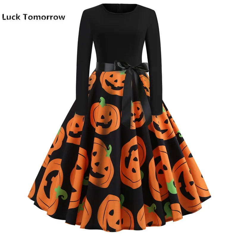 Женское платье с длинным рукавом винтажное в стиле рокабилли 50-60-х годов пышной