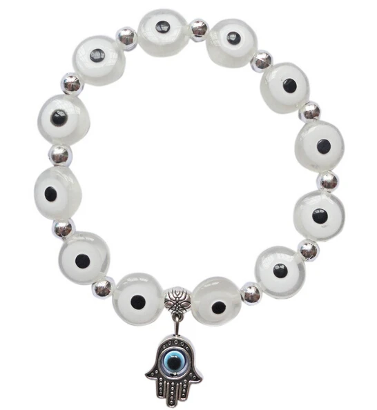 Hot New Fashion Mixed Color Lucky Bracelet Blue Evil Eye Round Beads Wearing rope Bracelets With Hamsa Hand Protection Women D14 | Украшения