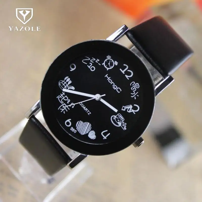 Модные корейские кварцевые наручные часы из искусственной кожи с мультяшным