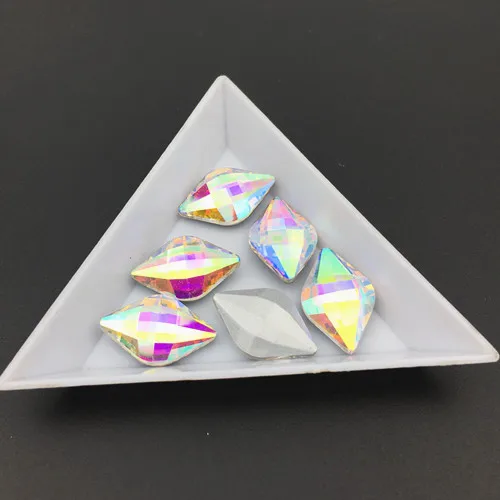crystal ab 30 шт. 12x19 мм стеклянный кристалл лимон ромб изысканный камень заостренный назад горный хрусталь много цветов Изготовление ювелирных изделий - Цвет: crystal ab