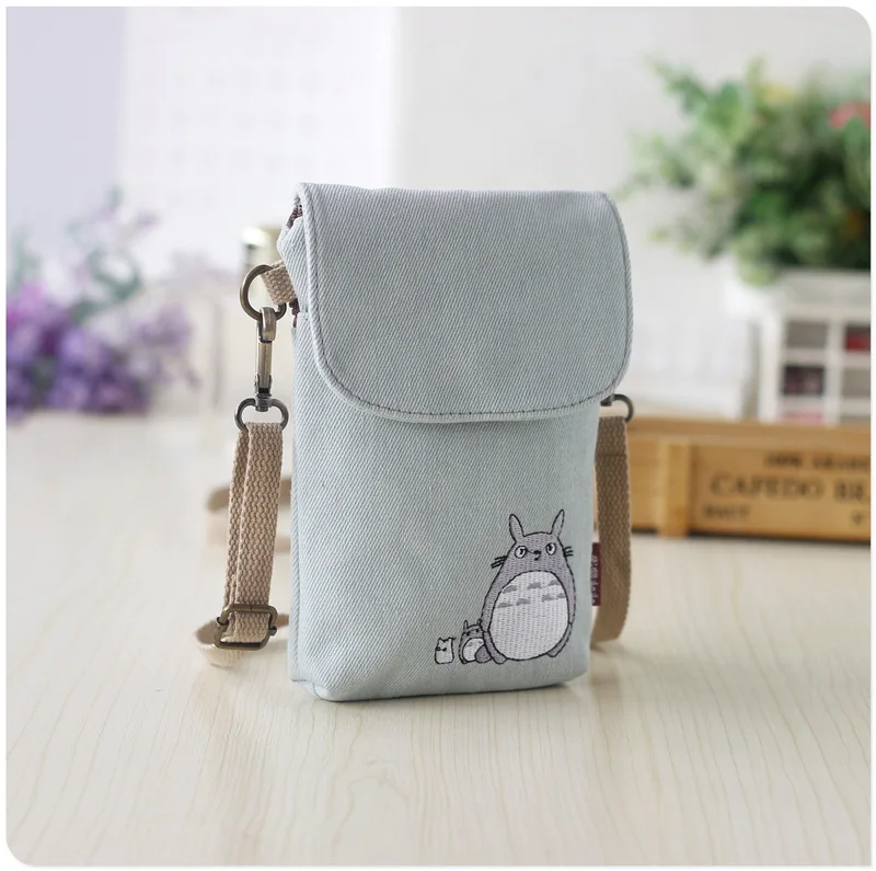 denim white totoro Холст мультфильм кошелек с рисунком Детский кошелек Малый телефонные чехлы дети мешок денег carteira bolsa feminina для обувь девочек мальчиков - Цвет: denim white totoro