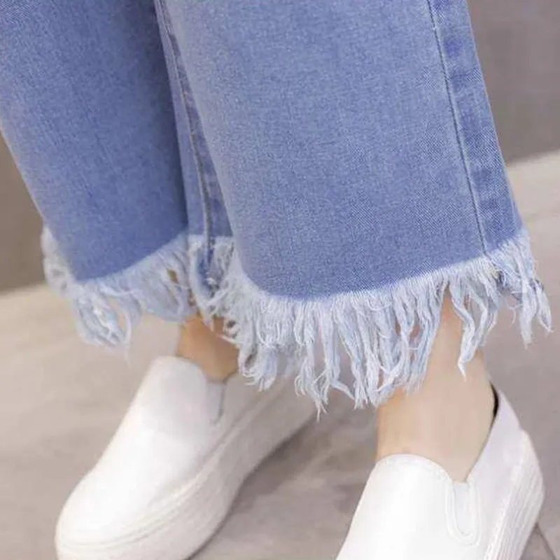 Новое поступление Женские Широкие джинсовые штаны новые уличные синие узкие с