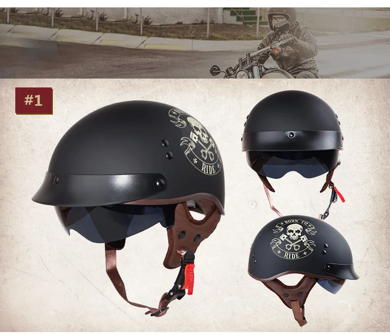 TORC винтажный летний полушлем с козырьком T55 Ретро мото rcycle шлем jet capacete мотоциклетный шлем DOT Lucky 13 skull