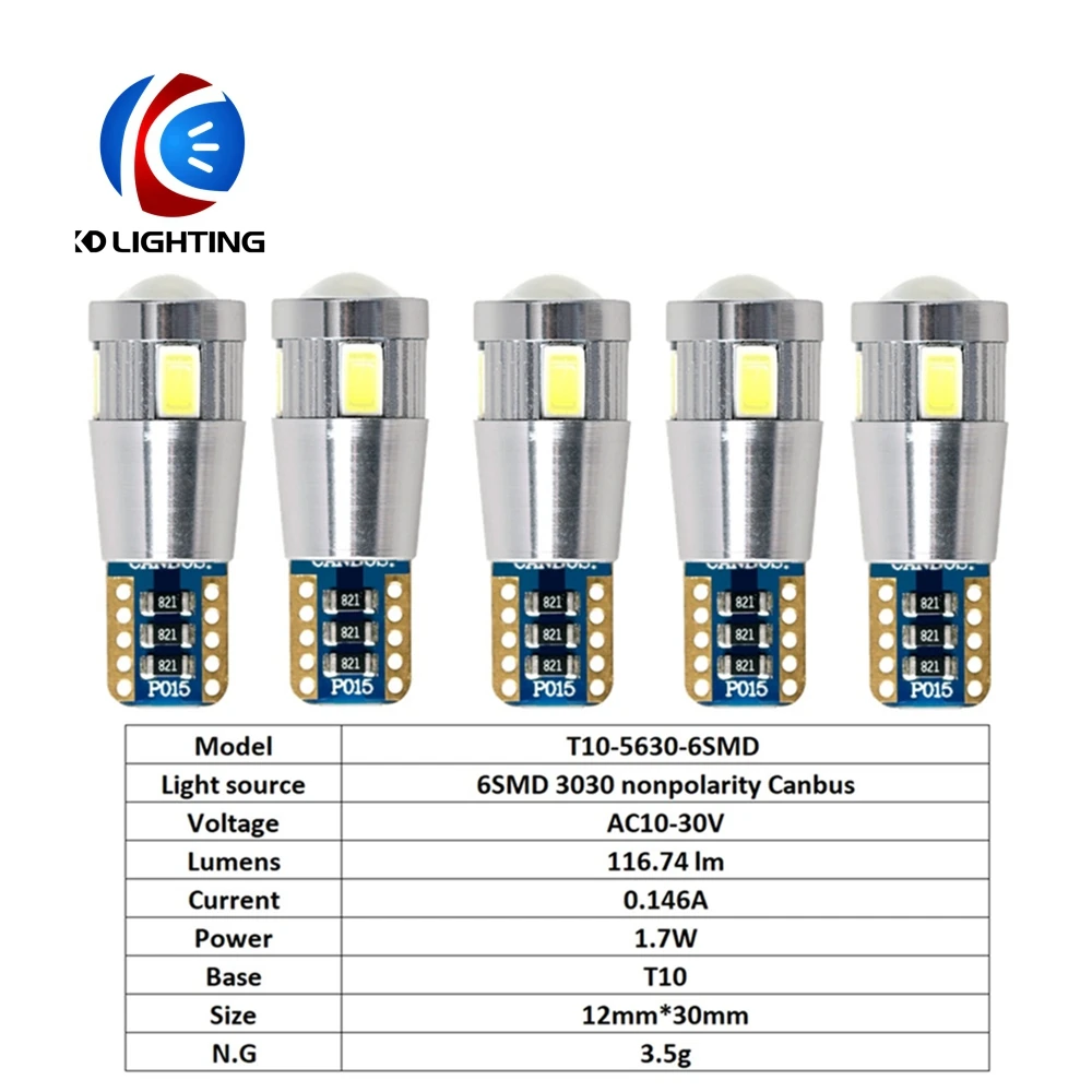 KD 2 шт./лот 5630 5730 T10 w5w Автомобильные canbus 6smd светодиодные лампы на танкетке