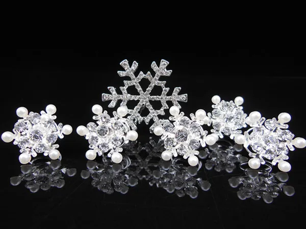 

Snowflake Style Princess White Pearl Crystal Snow Hair pins Set (1 Hair Clip + 5 Small Hair Pin) Hair Accessory Wedding hair pin