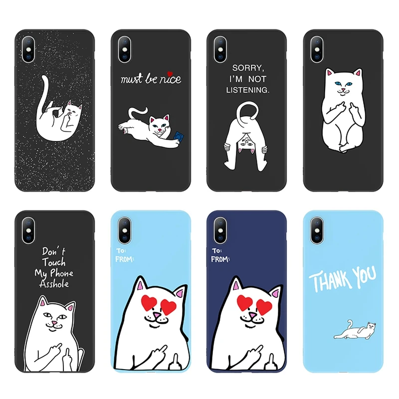 Lovebay мягкий чехол для телефона с кошкой для iphone 7 8 6 6S Plus 5 5S SE XS Max XR X мультяшный силиконовый чехол для телефона