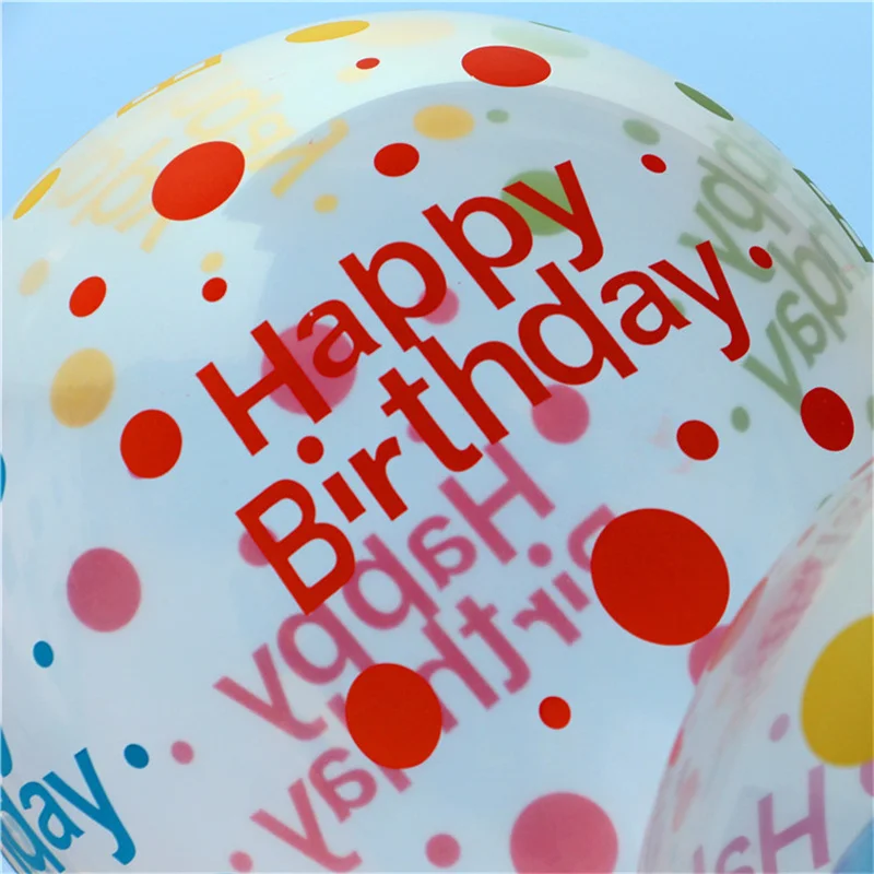 100 шт 12-дюймовые толстые 2 8g Прозрачный напечатанный с днем рождения воздушные