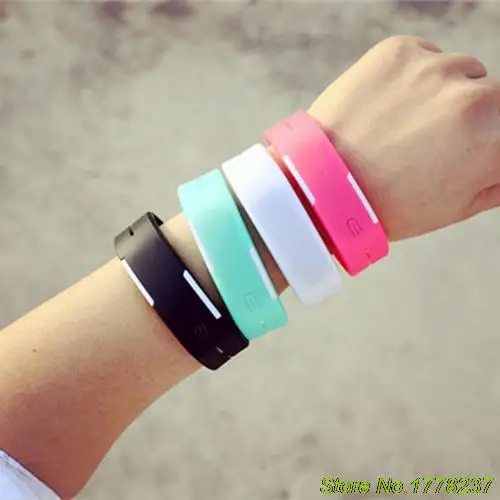 Мужские Женские силиконовые спортивные часы с красным светодиодным сенсорным