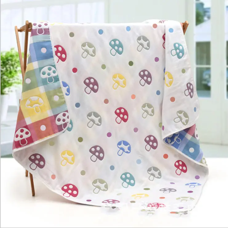 Isa kids Muslin Blanket 6Layers Etamine Newborn Baby Swaddling Infant Cartoon Cotton bath towel swaddle 110*110cm |