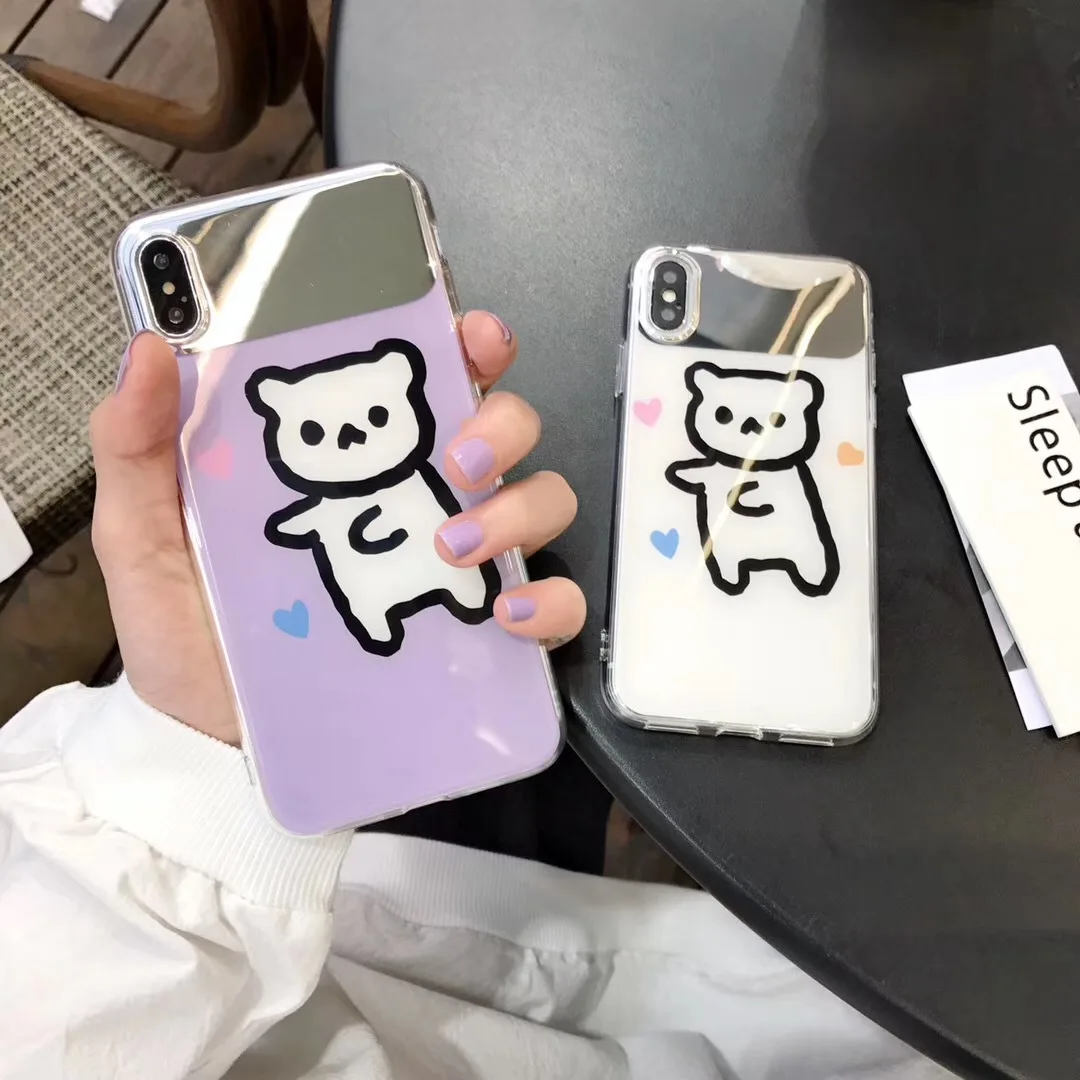 Чехол для iphone xr чехол айфона 7 белый стеклянный мультяшный Жесткий Apple phone Love Bear