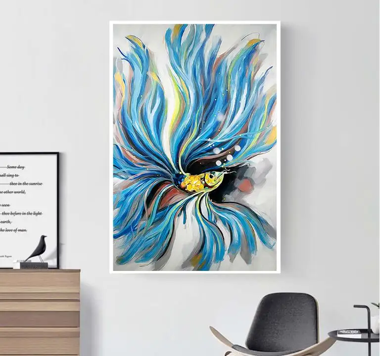 Watercolor Goldfish Unframed Big Wall Art Print Poster Modern Abstract Canvas Printing Living Room Decor Spray Painting | Дом и сад