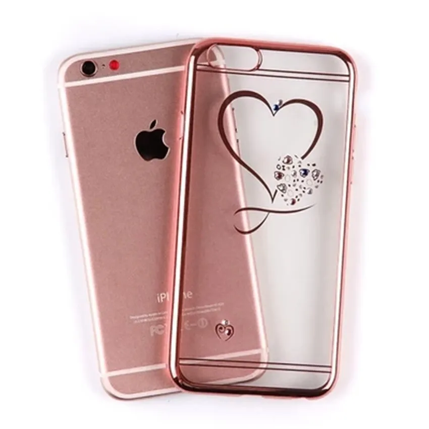 Чехол для телефона XSMYiss Love Heart с покрытием iPhone X XS XR MAX 6 5 SE 7 8 Plus розовое золото