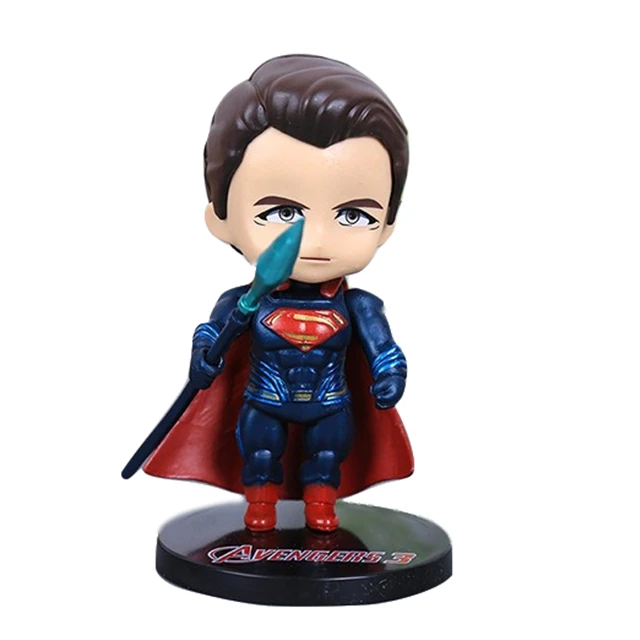 Superman Disney с принтами "Marvel", "Мстители" Бесконечная война Капитан Америка Тор "Человек-паук" версии фигурку Аниме Коллекция Статуэтка игрушка модель - Цвет: Superman