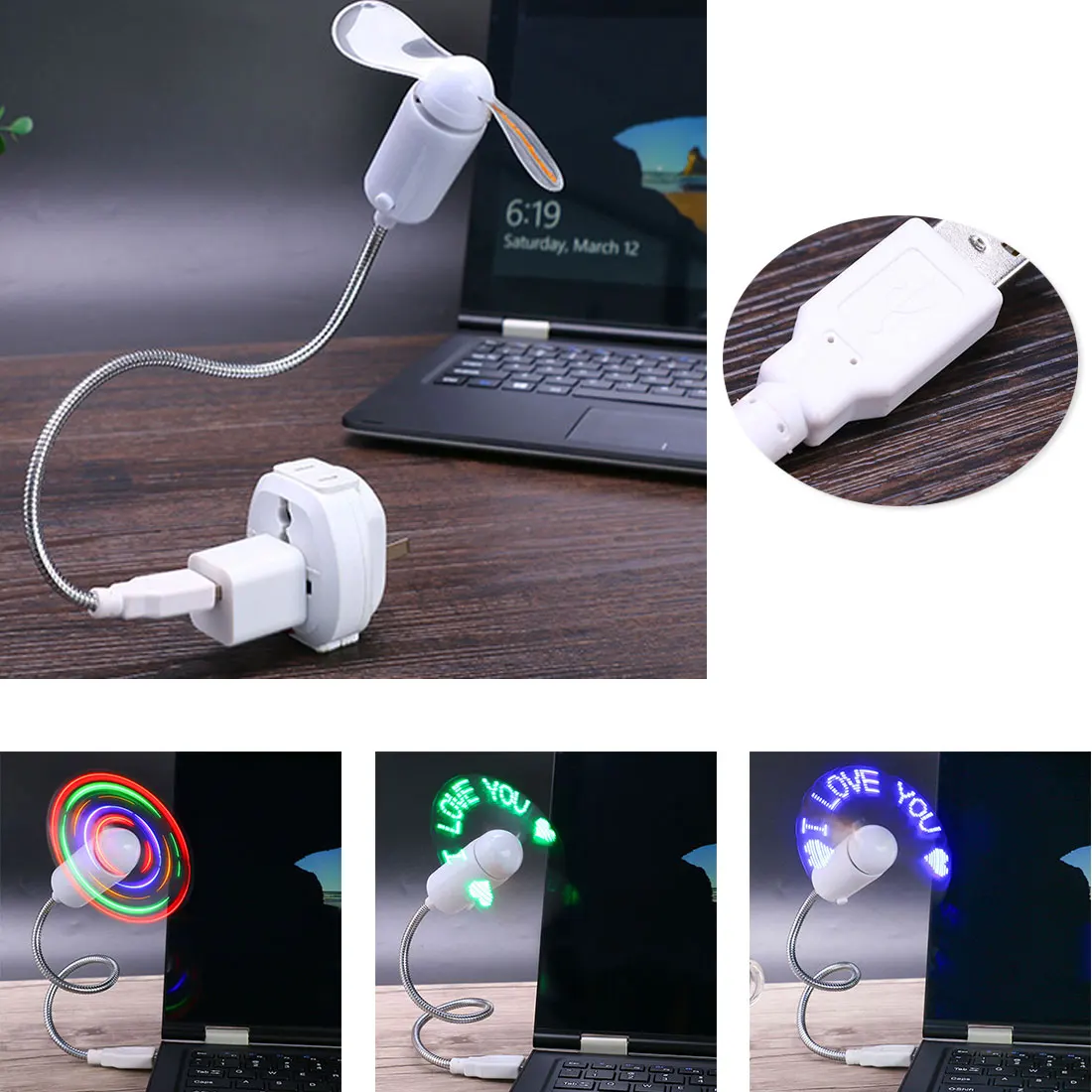 DIY программируемый вентилятор гибкий usb светодиодный USB гаджеты FanLight может перепрограммировать любые текстовые слова рекламные персональные сообщения
