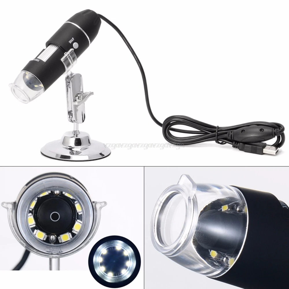 

1600X USB Digital Microscope Camera Endoscope 8LED Magnifier with Metal Stand 6 Stype for choose J21 19 Dropship