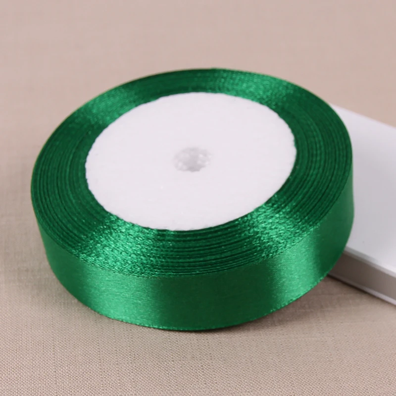 25 ярдов/рулон Зеленая Шелковая Атласная Лента Свадебная вечеринка украшение