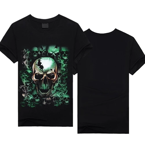 Мода мужская Creative 3D Череп Печати С Коротким Рукавом Причинно Лето Футболка Ти