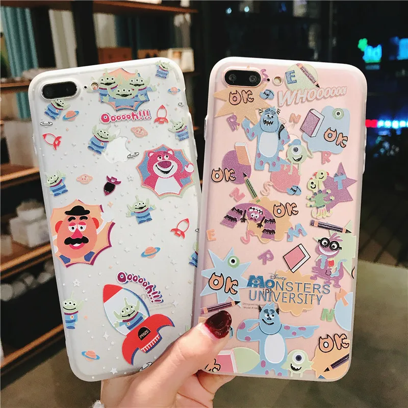 Корпус университета монстров для iPhone 8, 7, 6, 6s plus, чехол и закаленное стекло, пленка, чехол для iPhone 8, 7 plus, мягкий ТПУ, fundas