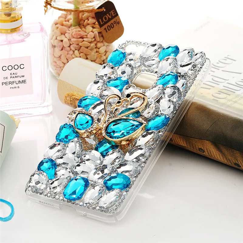 3d Лебедь горный хрусталь чехол для Huawei P8 p9 P10 Lite Bling Crystal Жесткий Телефон назад