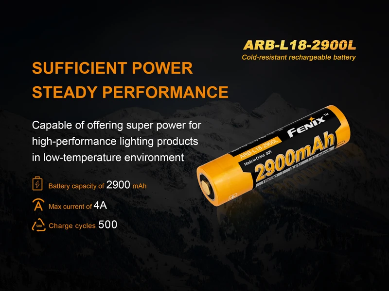 Fenix ARB-L18-2900L 2900 мАч морозостойкая аккумуляторная батарея для экстремальных условий, таких как ледники, снежные горы