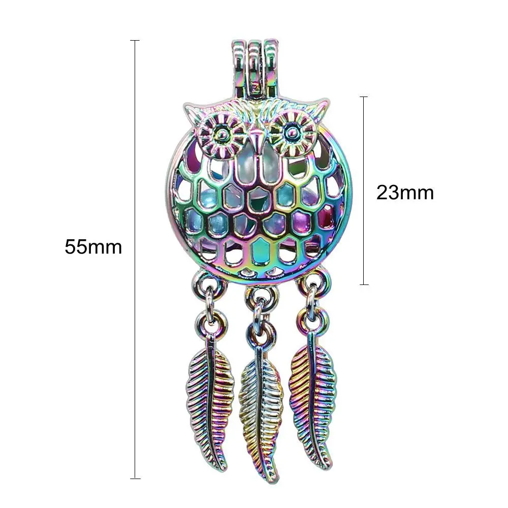 4 шт./лот Радужный Цвет Сова Ловец снов жемчужная клетка из бисера Подвеска