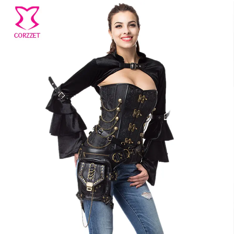 Черная Готическая поясная сумка из искусственной кожи с заклепками в стиле