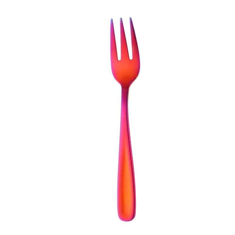 Rainbow Red 2pcs 2 шт фруктовые вилки набор 18/8 Нержавеющая сталь вилки для торта для десерта красная маленькая чайная вилка Радужная Десертная Вилка для закусок набор посуды - Цвет: Rainbow Red 2pcs